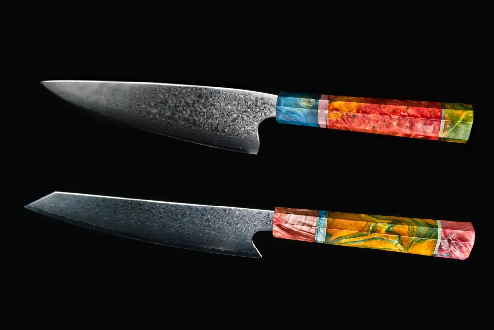 Damascus kitchen knives | Mosaic Edition | Razor-sharp-knives.com