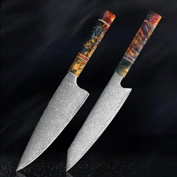 Damascus kitchen knives | Mosaic Edition | Razor-sharp-knives.com