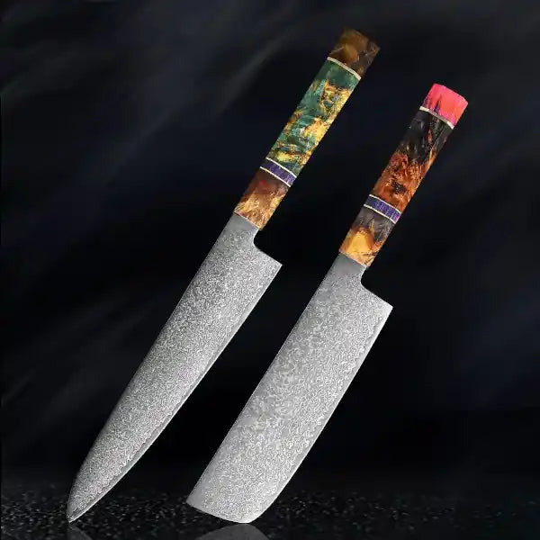 Damascus kitchen knives | Mosaic Edition | Razor-sharp-knives.com