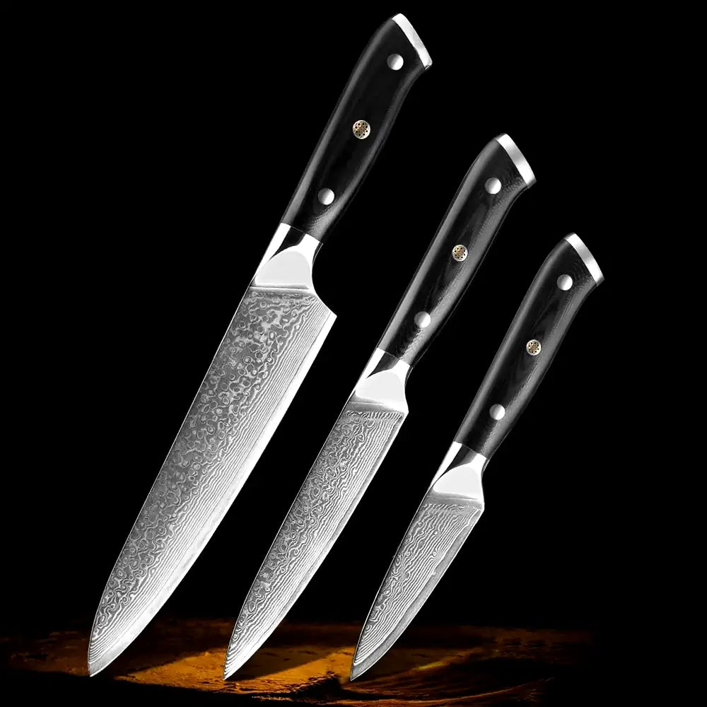 Damascus kitchen knives | Black Edition | Razor-sharp-knives.com