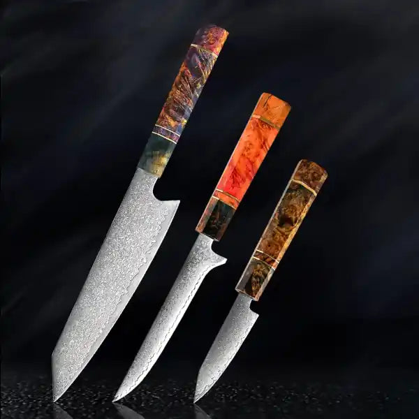 Damascus kitchen knives | Mosaic Edition | Razor-sharp-knives.com