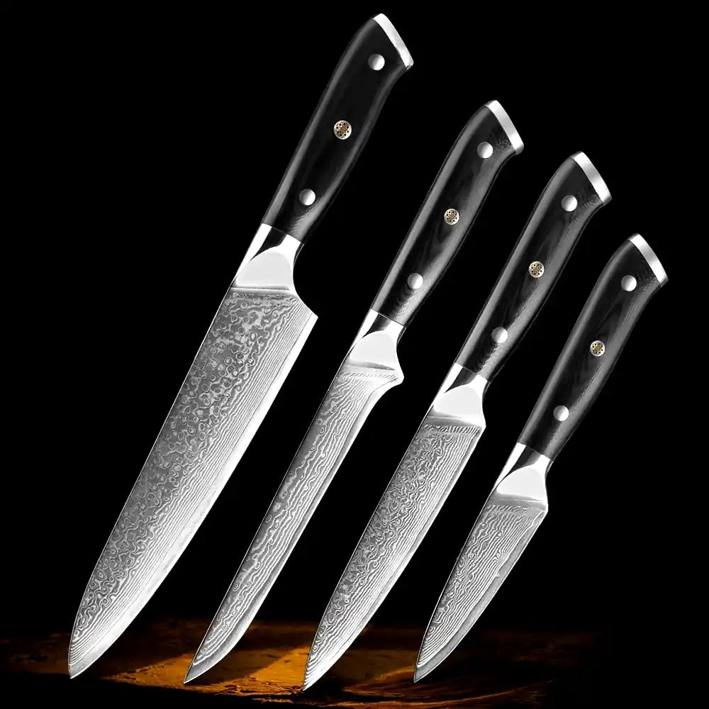 Damascus kitchen knives | Black Edition | Razor-sharp-knives.com