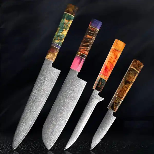 Damascus kitchen knives | Mosaic Edition | Razor-sharp-knives.com