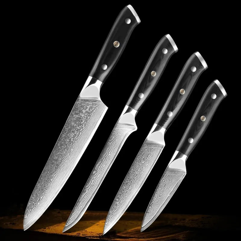 Damascus kitchen knives | Black Edition | Razor-sharp-knives.com