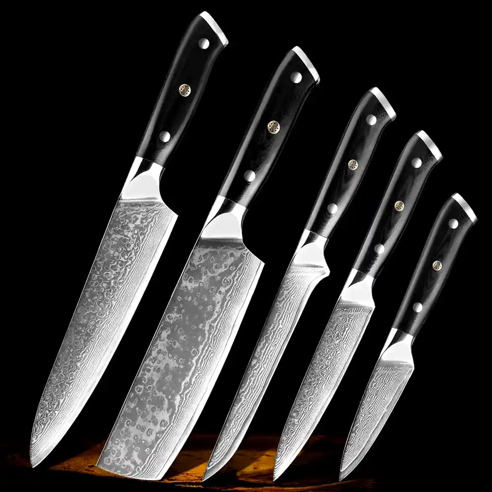 Damascus kitchen knives | Black Edition | Razor-sharp-knives.com