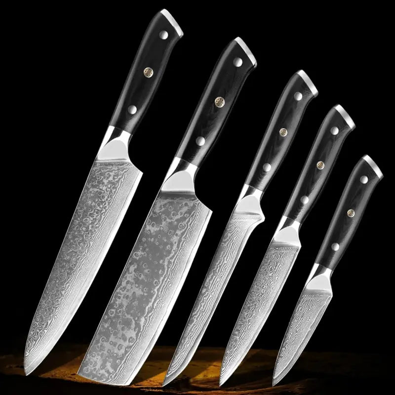 Damascus kitchen knives | Black Edition | Razor-sharp-knives.com