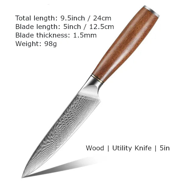 Customize your Damascus Kitchen Knives | Wood Edition | Razor-sharp-knives.com