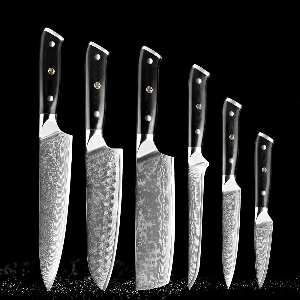 Damascus kitchen knives | Black Edition | Razor-sharp-knives.com