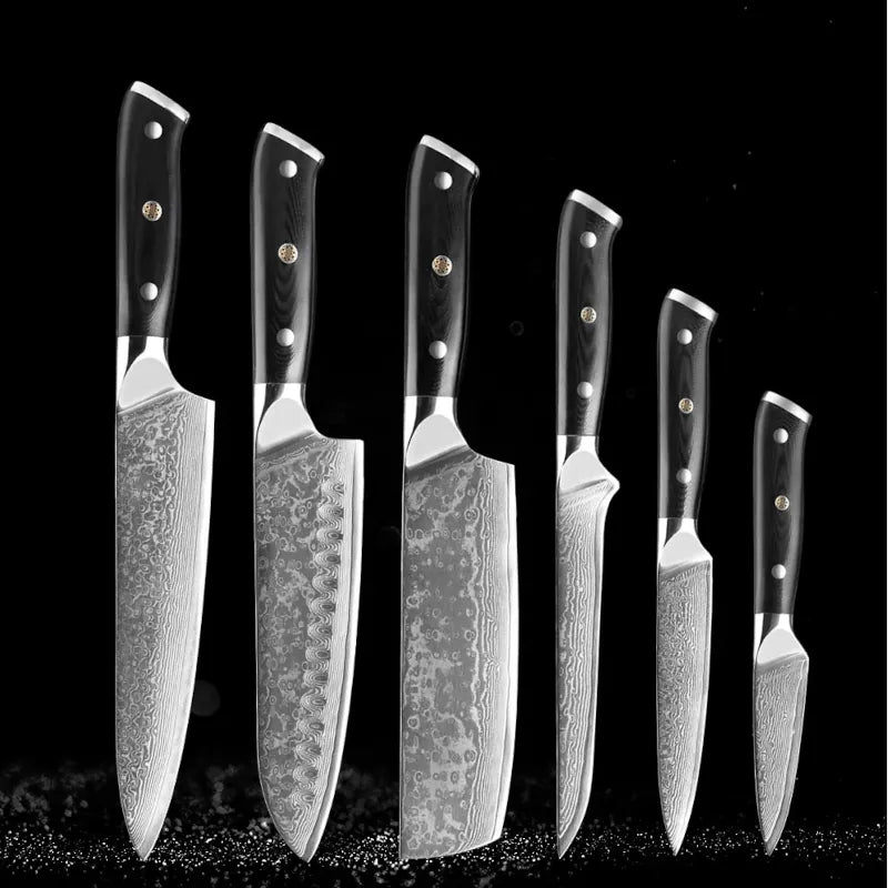 Damascus kitchen knives | Black Edition | Razor-sharp-knives.com