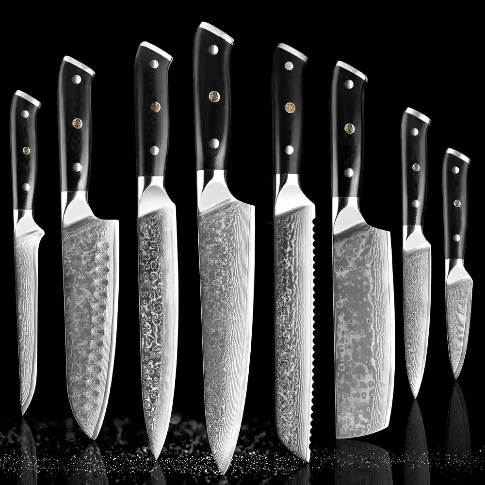 Damascus kitchen knives | Black Edition | Razor-sharp-knives.com