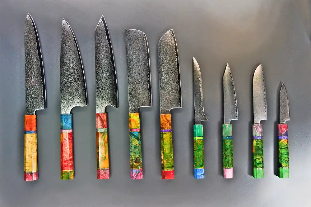 Damascus kitchen knives | Mosaic Edition | Razor-sharp-knives.com