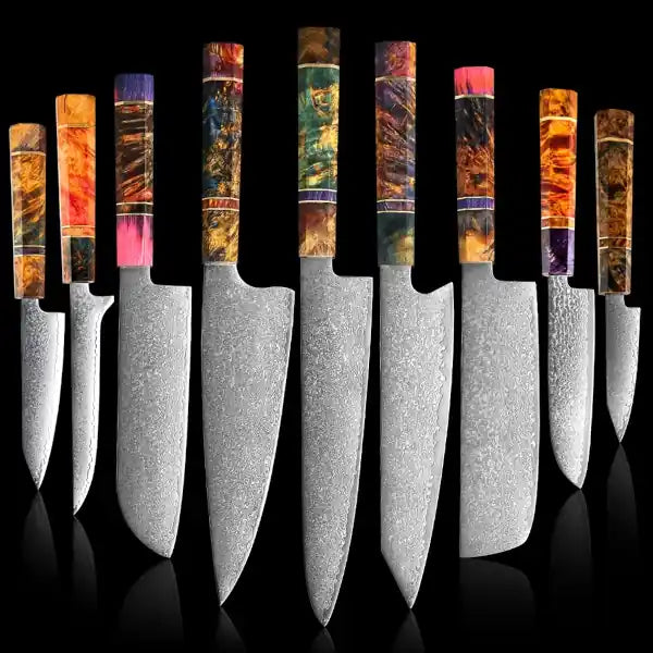 Damascus kitchen knives | Mosaic Edition | Razor-sharp-knives.com