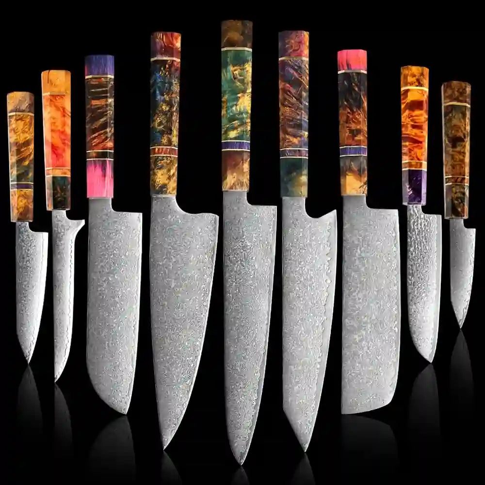 Damascus kitchen knives | Mosaic Edition | Razor-sharp-knives.com