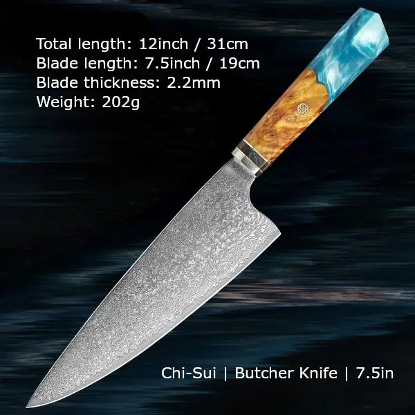 Customize your Damascus Kitchen Knives | Chi-Sui Edition | Razor-sharp-knives.com