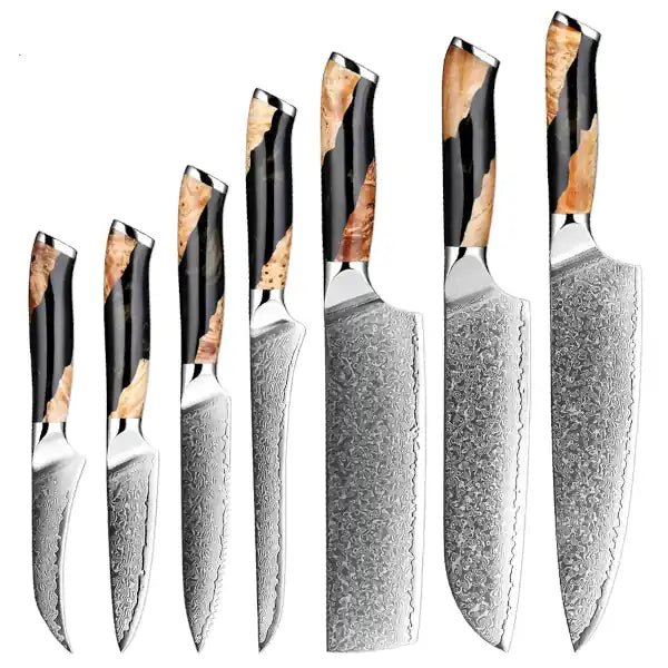 Damascus kitchen knives | Black Wood Edition | Razor - Sharp - Knives