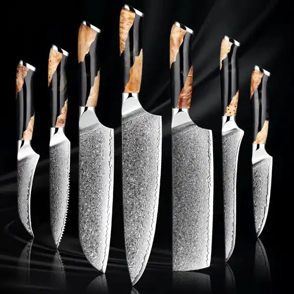 Damascus kitchen knives | Black Wood Edition | Razor - Sharp - Knives