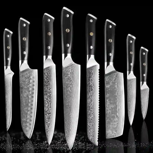 Damascus kitchen knives | Black Edition | Razor-sharp-knives.com