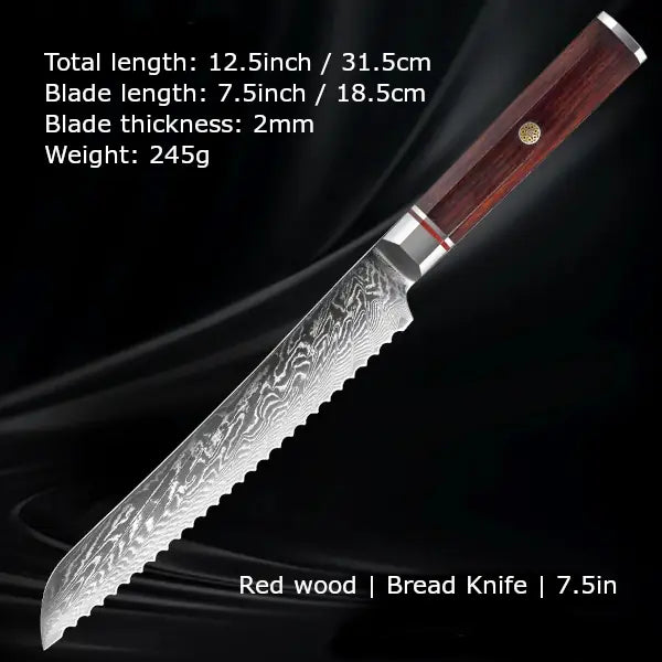 Customize your Damascus Kitchen Knives | Red wood Edition | Razor-sharp-knives.com