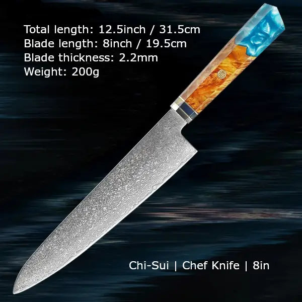 Customize your Damascus Kitchen Knives | Chi-Sui Edition | Razor-sharp-knives.com