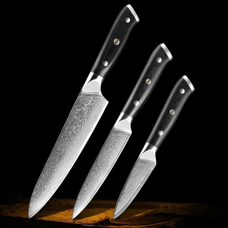 Damascus kitchen knives | Black Edition | Razor-sharp-knives.com