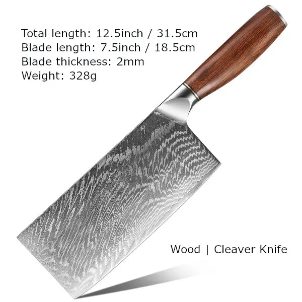 Customize your Damascus Kitchen Knives | Wood Edition | Razor-sharp-knives.com