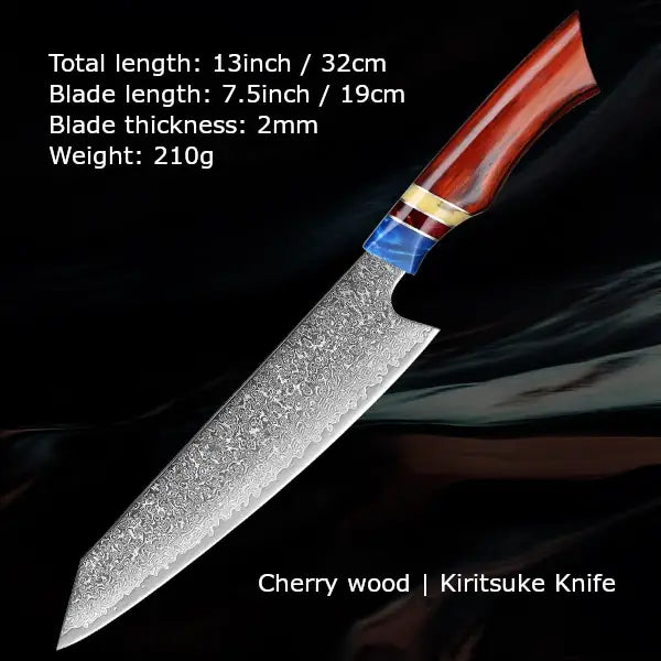 Customize your Damascus Kitchen Knives | Cherry wood Edition | Razor-sharp-knives.com