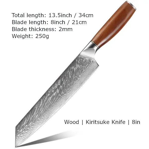 Customize your Damascus Kitchen Knives | Wood Edition | Razor-sharp-knives.com