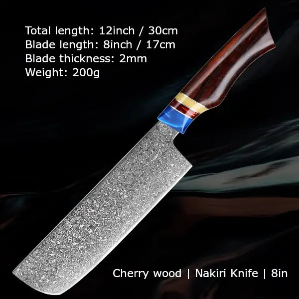 Customize your Damascus Kitchen Knives | Cherry wood Edition | Razor-sharp-knives.com