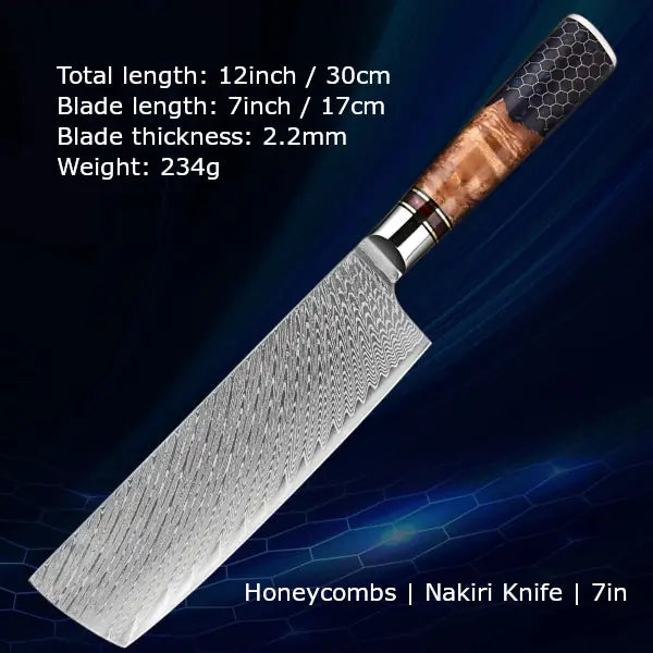 Customize your Damascus Kitchen Knives | Honeycombs Edition | Razor-sharp-knives.com