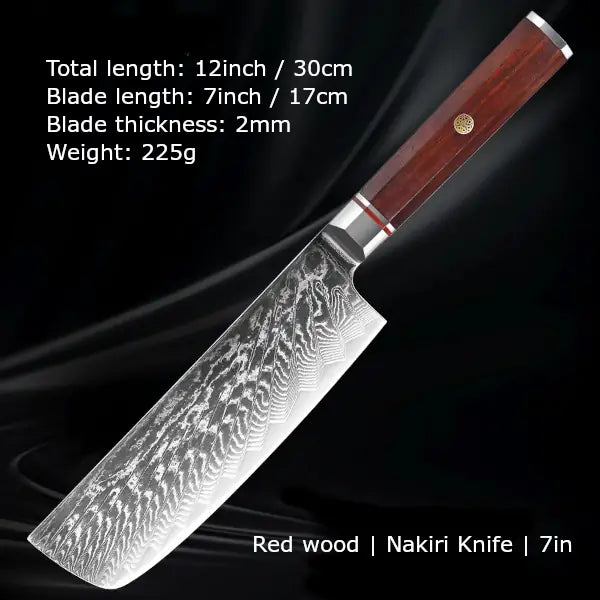 Customize your Damascus Kitchen Knives | Red wood Edition | Razor-sharp-knives.com