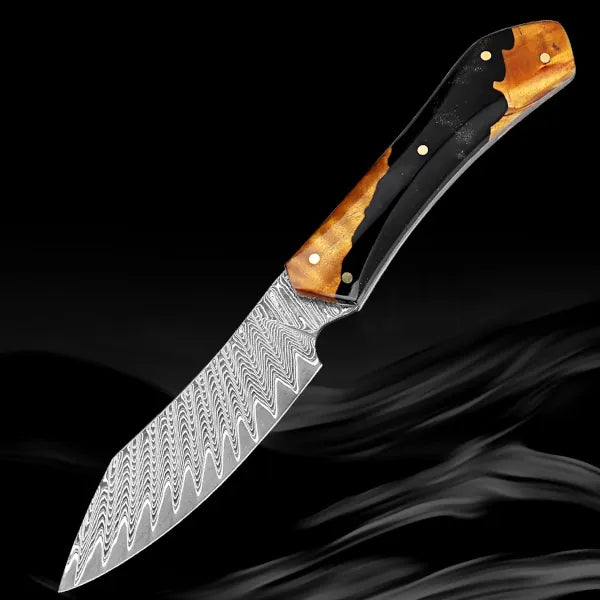 Damascus kitchen knives | Amber Edition | Razor-sharp-knives.com