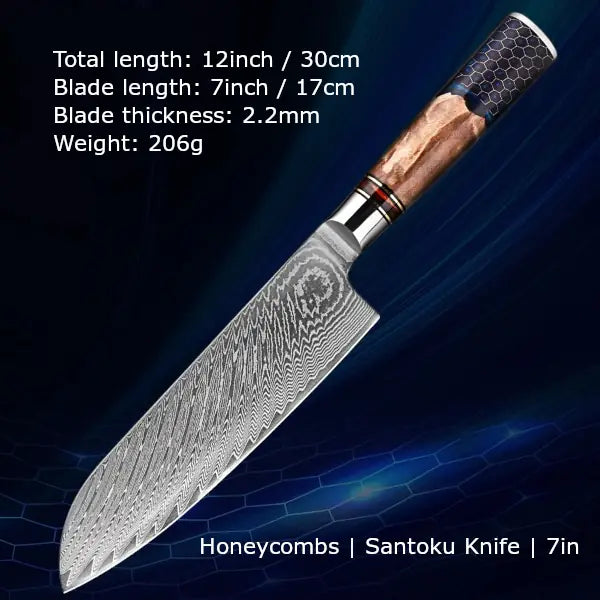 Customize your Damascus Kitchen Knives | Honeycombs Edition | Razor-sharp-knives.com