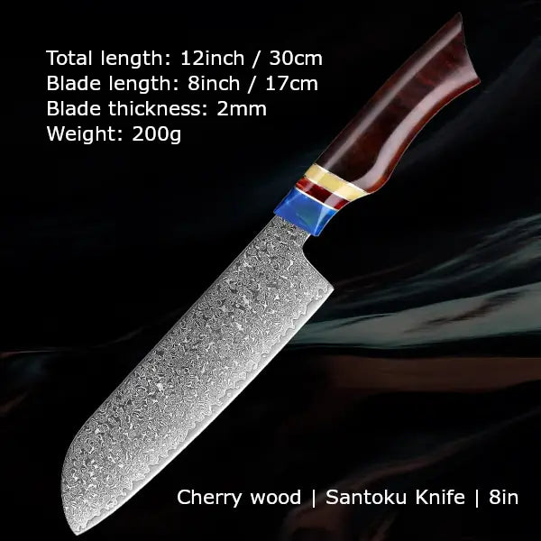 Customize your Damascus Kitchen Knives | Cherry wood Edition | Razor-sharp-knives.com