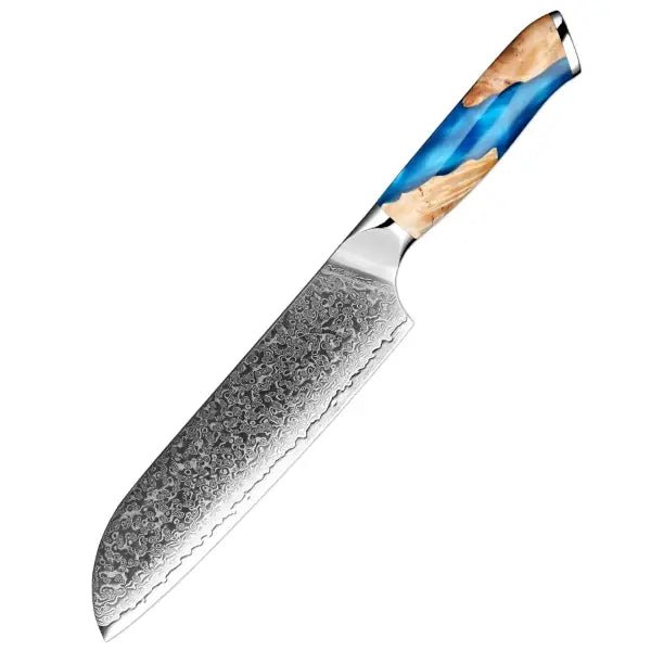 Damascus kitchen knives | Skyblue Edition | Razor - Sharp - Knives