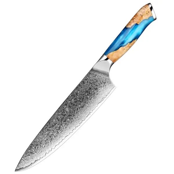 Damascus kitchen knives | Skyblue Edition | Razor - Sharp - Knives