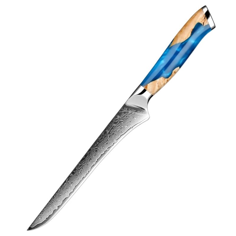 Damask Kitchen Knives - Skyblue Wood Edition - Razor-Sharp - Knives